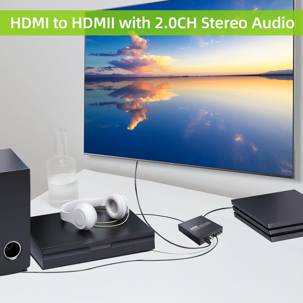 Scart Hdmi to Hdmi Video Converter Box 1080p Scaler 3.5mm Coaxial Audio Output for Game Consoles DVD