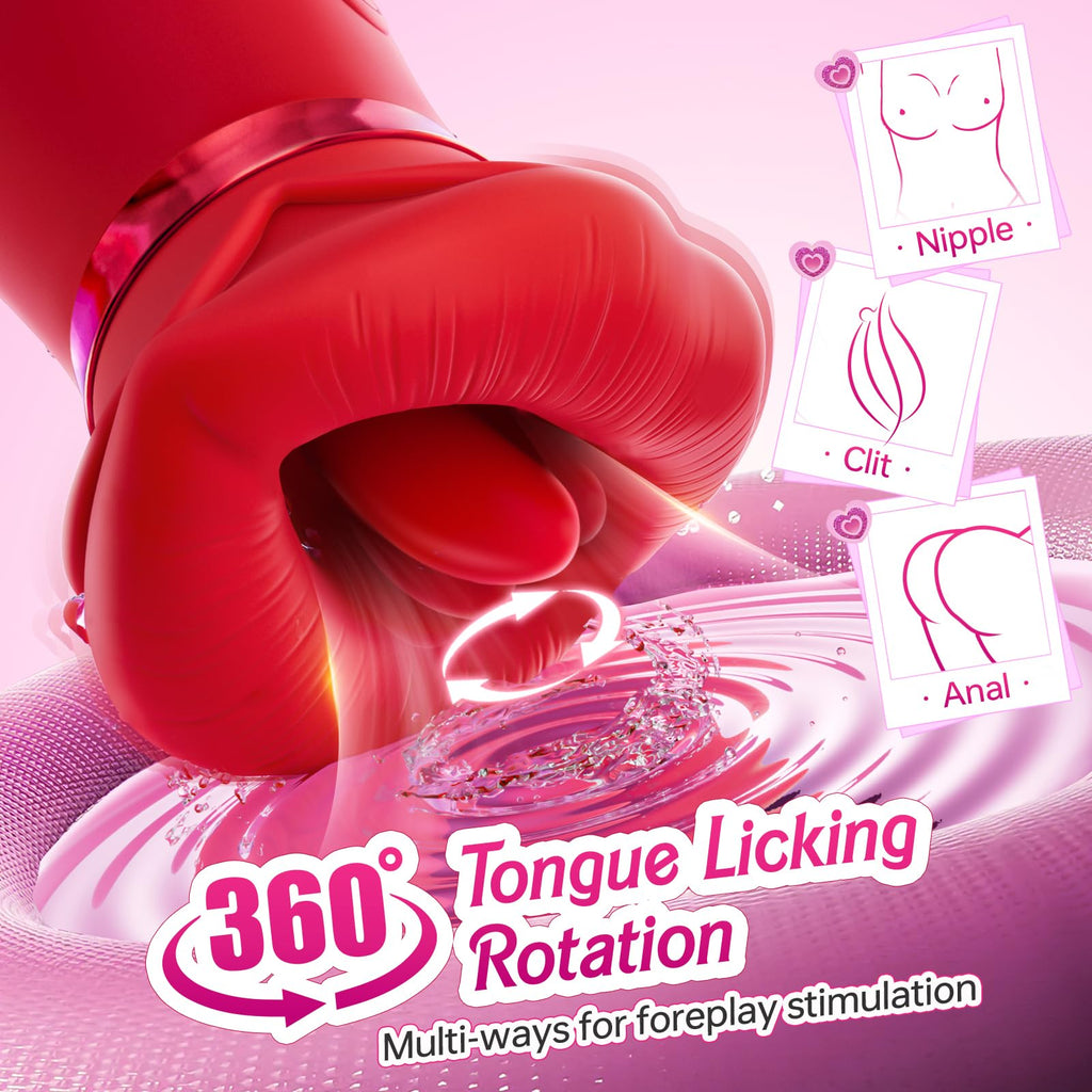 Vibrator Adult Sex Toys for Women - Sovokn 5IN1 Mouth Sucking Vibrator Rose Sex Toy, 10 Tongue Licking, 3 Auto & 1 Manual Sucking Adult Toys New APP, Anal Clit Nipple Vibrators Female Couples Sex Toys