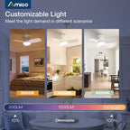 Amico Ceiling Fans with Lights, 30 inch Low Profile Ceiling fan with Light and Remote Control, Flush Mount, Reversible, 3CCT, Dimmable, Noiseless, White Ceiling Fan for Bedroom, Indoor/Outdoor Use