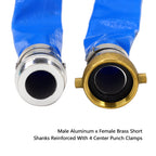 DAVCO 1.5" ID × 50 ft Pool Backwash Hose, Heavy Duty Reinforced Blue PVC Lay Flat Water Discharge Pump Hoses For Swimming Drain Pools and Clean Filters, With Aluminum Pin Lug Fittings