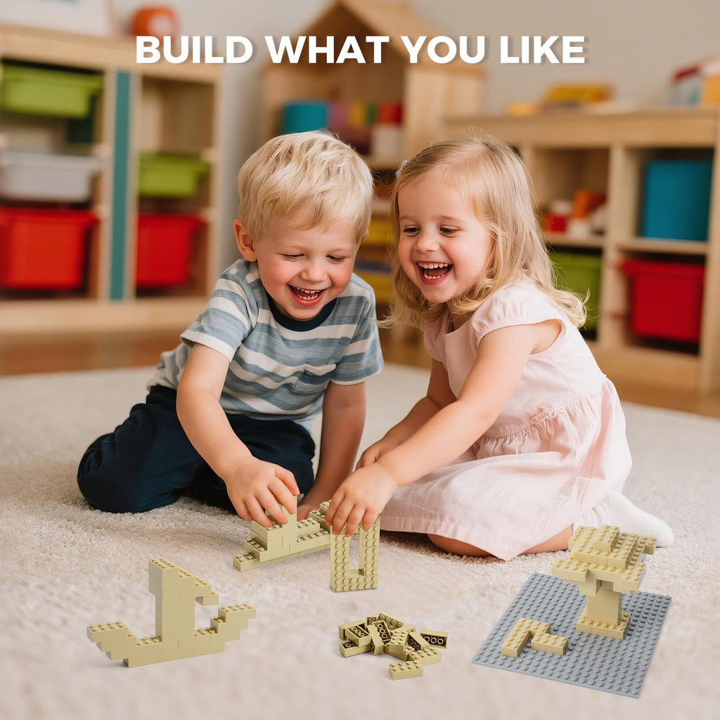 HUIZDQ 500 Piece Classic Building Bricks and 1 Gray Baseplate, 2x4 Bricks Bulk Creative Building Toys, Blocks Bulk for Kids Ages 6+, Sand