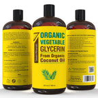 Seven Minerals, Organic Vegetable Glycerin - Big 32 fl oz Bottle - No Palm Oil, Made with Organic Coconut Oil - Therapeutical Grade Glycerine for DIYs - Hair, Nails & Skin Moisturizer - Non-Gmo