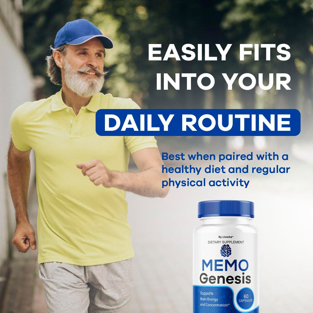 Memo Genesis Capsules - Original MemoGenesis Brain Health Daily Support Pills Natural Advanced Formula Cognitive Health & Function to Help Maintain Clarity Focus, 60 Capsules for 1 Month