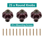Seimneire 25pcs Dark Purple Vintage Ceramic Cabinet Knobs and Drawer Pulls with Mounting Screws
