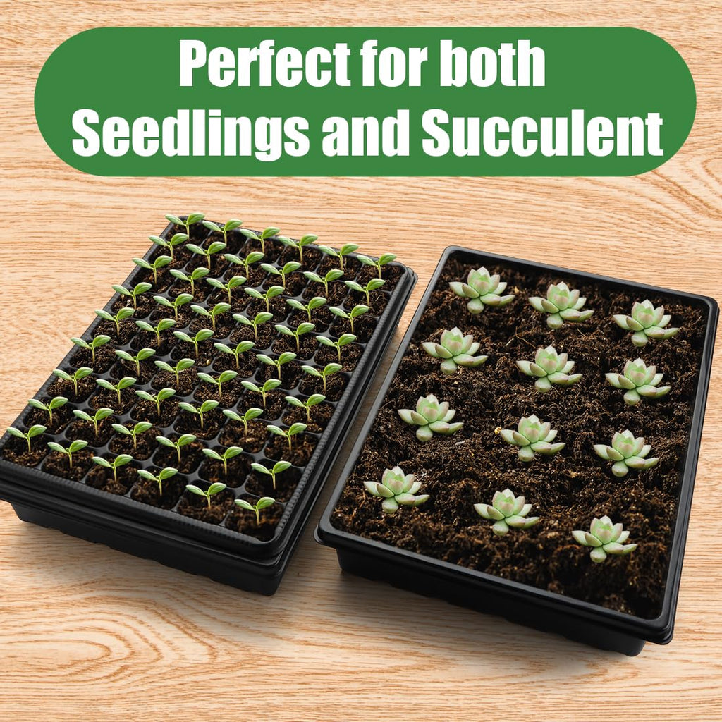 3-Pack Seed Starter Trays with 5" Tall Humidity Domes & 54-Cell Deep Trays