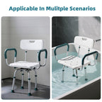 Swivel Shower Chair with Arms and Back, 400 lbs Heavy Duty Shower Seat for Inside Shower Stall and Bathtub, Height Adjustable Safety Bath Seat for Elderly, Adults, Handicap and Disabled