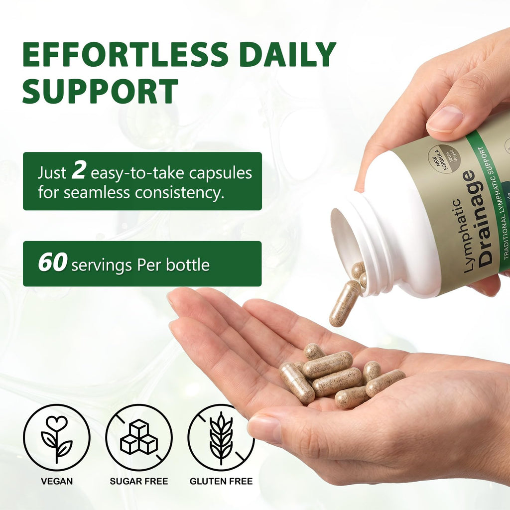 Bivinke Lymphatic Drainage Supplement, Lymphatic Drainage Capsules with Dandelion, Burdock, Cleavers & Echinacea, Supports Bloating, Fluid Balance & Daily Lymphatic Wellness – 120 Capsules