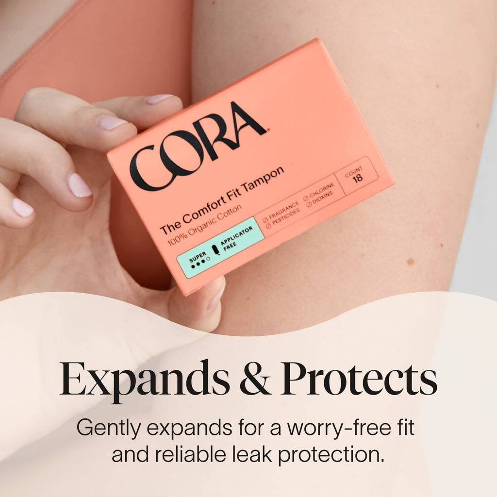 Cora Organic Cotton Non-Applicator Tampons (36 Light Non-Applicator Tampons)