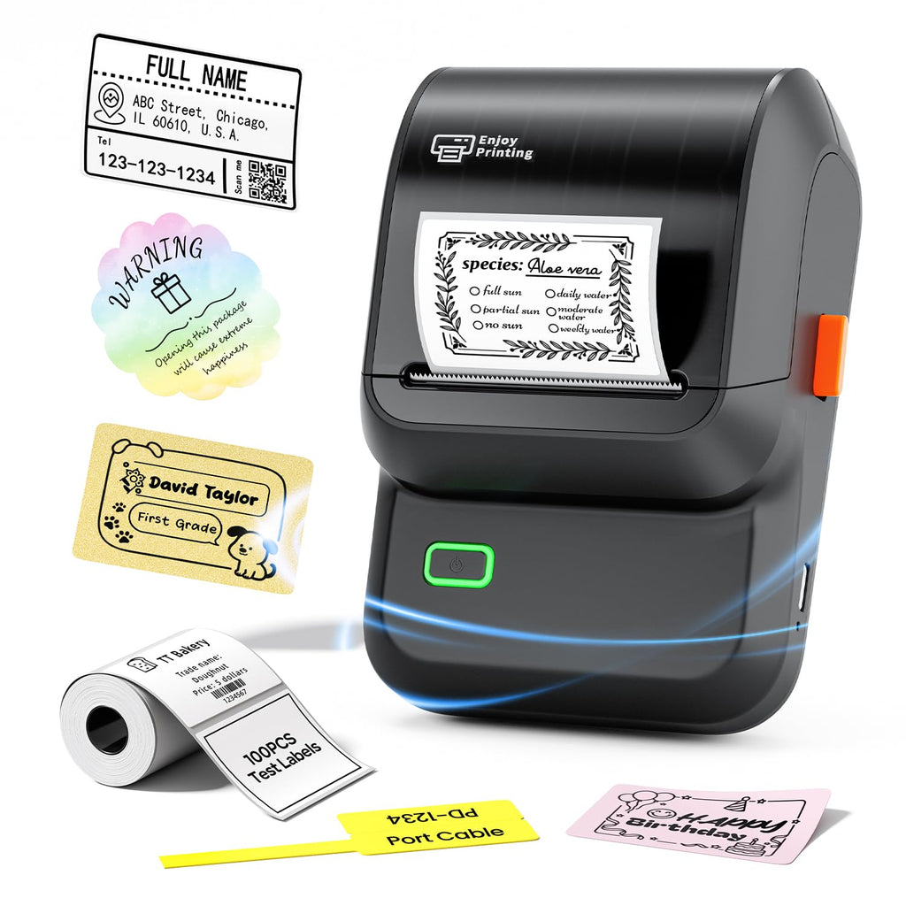 Ponek Label Maker Machine with Tape, M100 Address Barcode Label Printer, Versatile App 4000 Icons and 300 Fonts, Industrial Label Makers for Small Business, Office, Home, School, Safety Label Makers