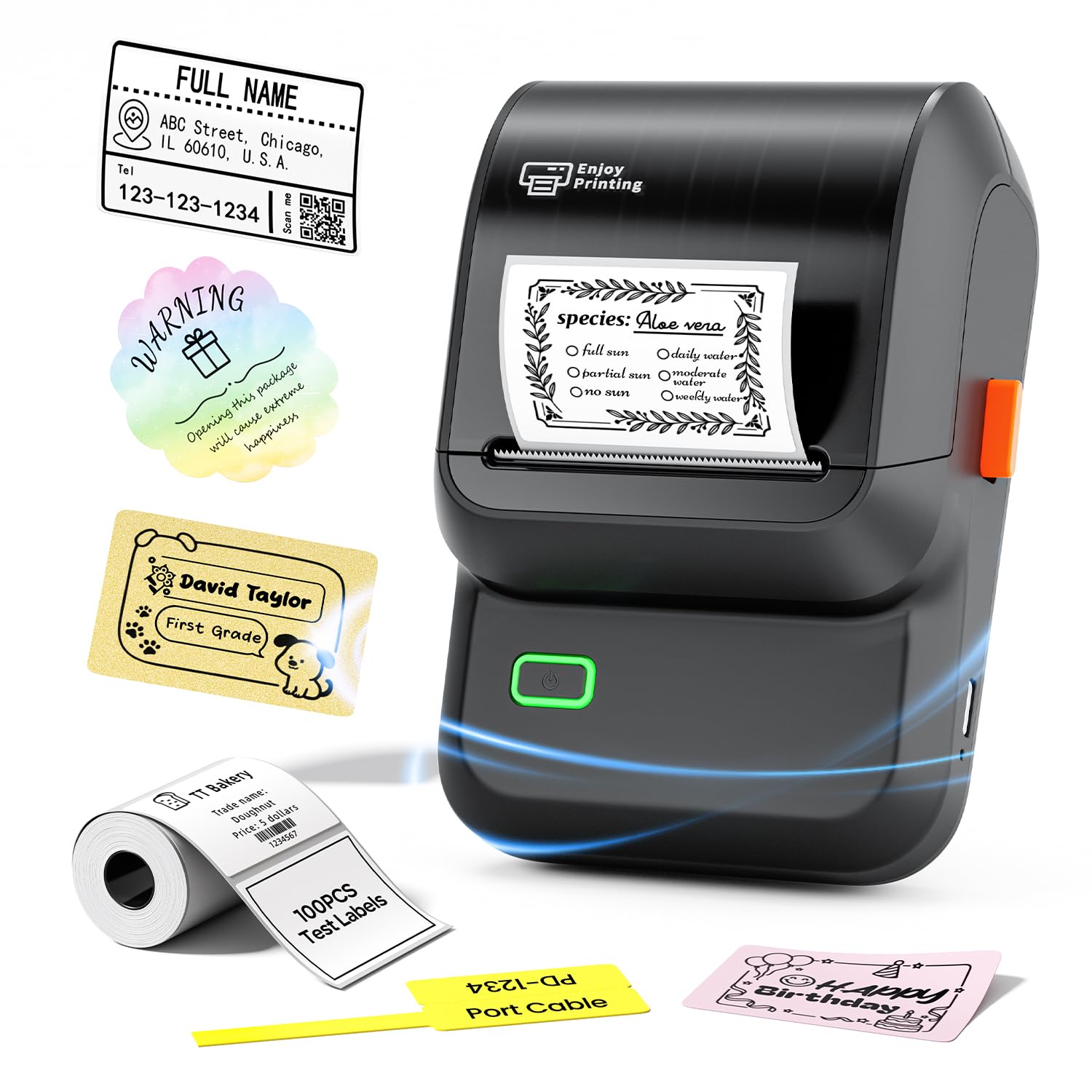 Ponek Label Maker Machine with Tape, M100 Address Barcode Label Printer, Versatile App 4000 Icons and 300 Fonts, Industrial Label Makers for Small Business, Office, Home, School, Safety Label Makers
