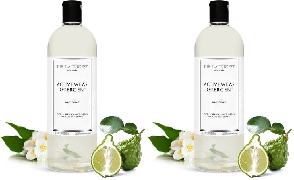 The Laundress Activewear Laundry Detergent, 32 Oz, Marine Fragrance, 4-in-1 Enzyme Blend for Workout Performance Fabrics, Fights Sweat Odors & Stains, USDA Certified Biobased Product (90%) (Pack of 2)