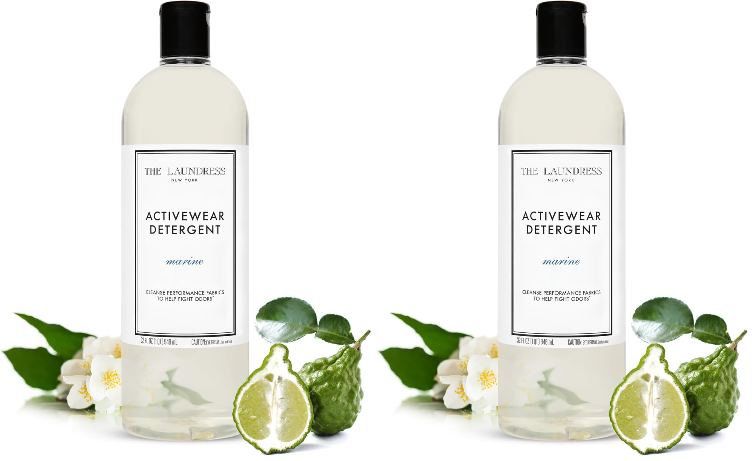 The Laundress Activewear Laundry Detergent, 32 Oz, Marine Fragrance, 4-in-1 Enzyme Blend for Workout Performance Fabrics, Fights Sweat Odors & Stains, USDA Certified Biobased Product (90%) (Pack of 2)