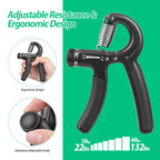 NIYIKOW Grip Strength Trainer, Hand Grip Strengthener, Grip Strengthener, Adjustable Resistance, Forearm Strengthener, Perfect for Musicians Athletes (Black, 1 Pack)