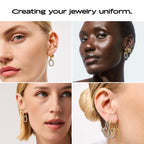 Ana Luisa Ash Double Hoop Earrings for Women - 14K Gold Plated, Silver & Two-Tone Drop Dangle Hoop Earring - Trendy Paperclip Link Huggie Hoop - Hypoallergenic, Water-Resistant & Tarnish-Free Jewelry