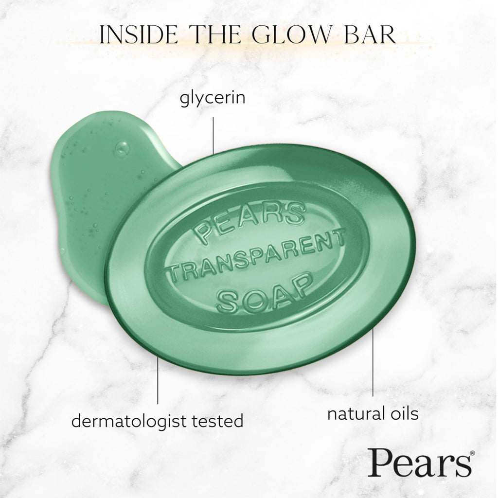 Pears Soap, Pure & Gentle with Lemon Flower Extracts, 5-Pack – Transparent Green Glycerin Soap for Radiant, Glowing Skin, 4.4 Oz Ea