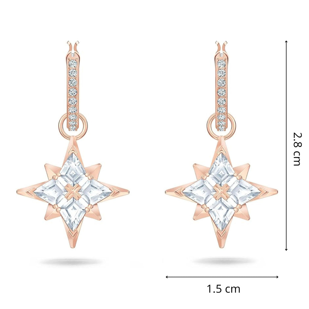 Swarovski Symbolica Collection Women's Dangling Mini Hoop Pierced Earrings, Rose-Gold Tone Finished with Clear Crystal Accents