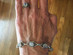 Natural Moonstone 925 Silver Plated Round Gemstone Link Bracelet for Women