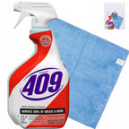 GLOBAL PACKING SOLUTIONS 409 Multi-Surface Antibacterial Cleaner Degreaser Spray 32 oz Kills 99.9% of Germs Including COVID-19 Virus bundled with Microfiber Cleaning Cloth