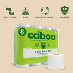 Caboo Tree Free Toilet Paper | Septic Safe, Eco Friendly, Chemical Free, Non Toxic | 2 Ply Toilet Tissue, Pack of 24 Double Rolls, 300 Sheets Per Roll