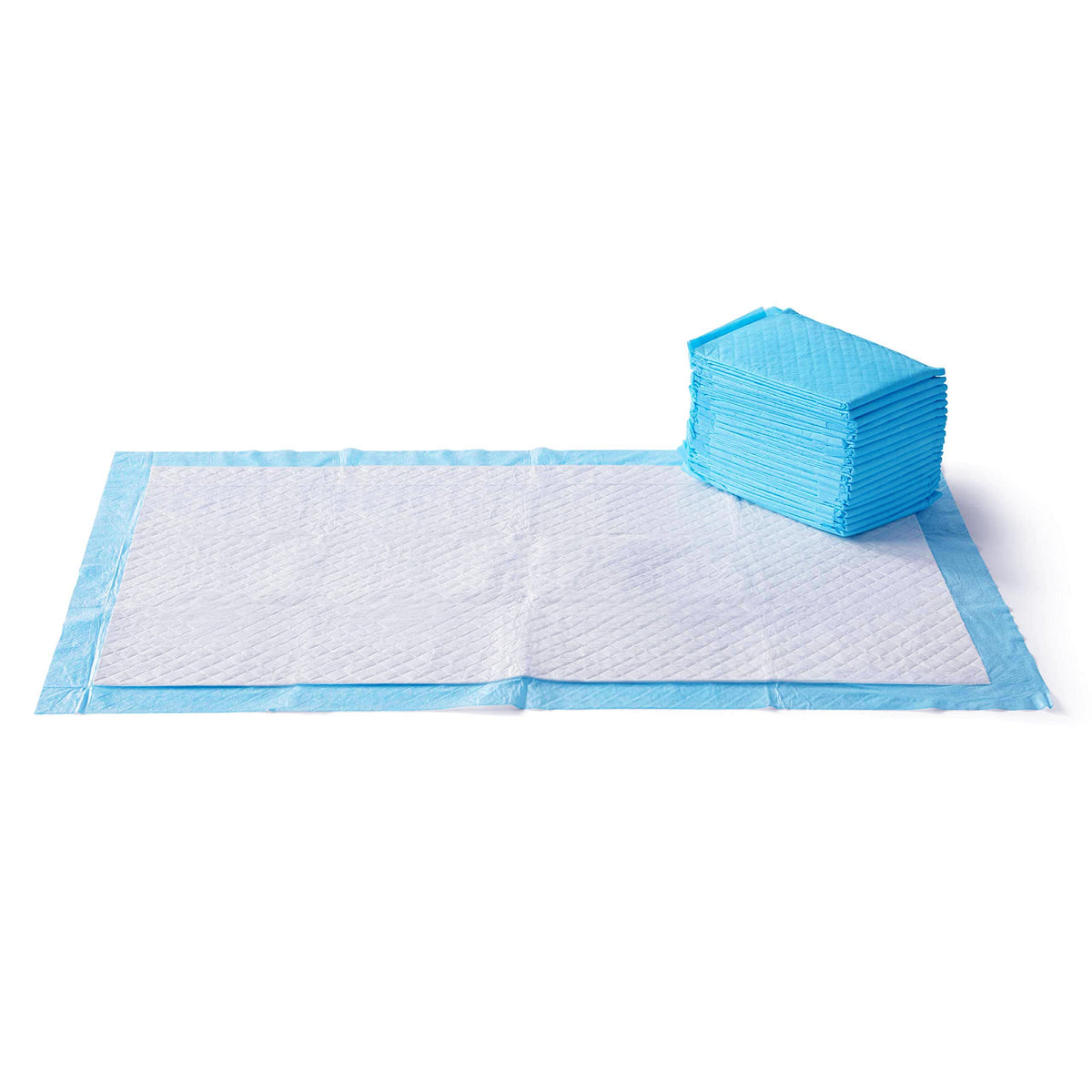 Amazon Basics Heavy Duty Dog and Puppy Pee Pads, Leak-Proof 5-Layer Super Absorbent, Quick-Dry Surface for Potty Training and Housebreaking, Giant Size, 27.5 x 44 Inch, Blue & White, 30-Pack