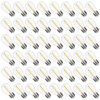 S14 Replacement LED Light Bulbs, Shatterproof & Waterproof 1W S14 LED Bulbs, E26 Base Patio Edison LED Light Bulbs for Outdoor String Lights , Warm White 2200K Plastic 70LM Non-Dimmable 48 Pack