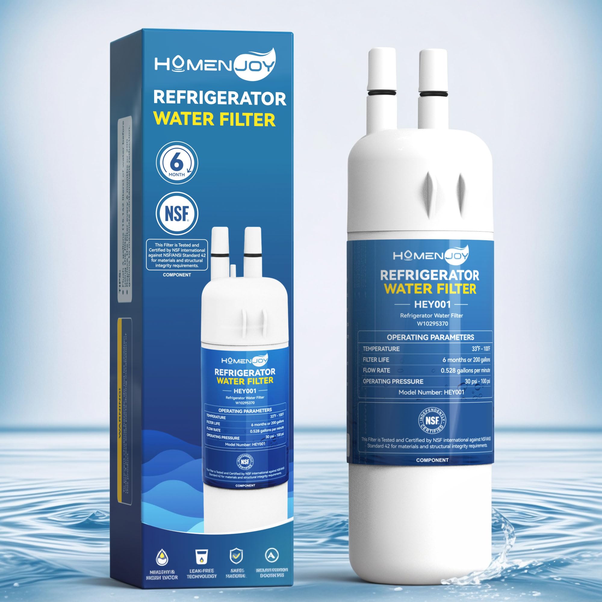 W10295370A Water Filter Replacement Compatible with Whirlpool EDR1RXD1, Everydrop Filter 1, EDR1RXD1B, WHR1RXD1, W10276924, W10291030, 9930 9930P 46-9930 46-9081 9081 P8RFWB2L, 1 Pack