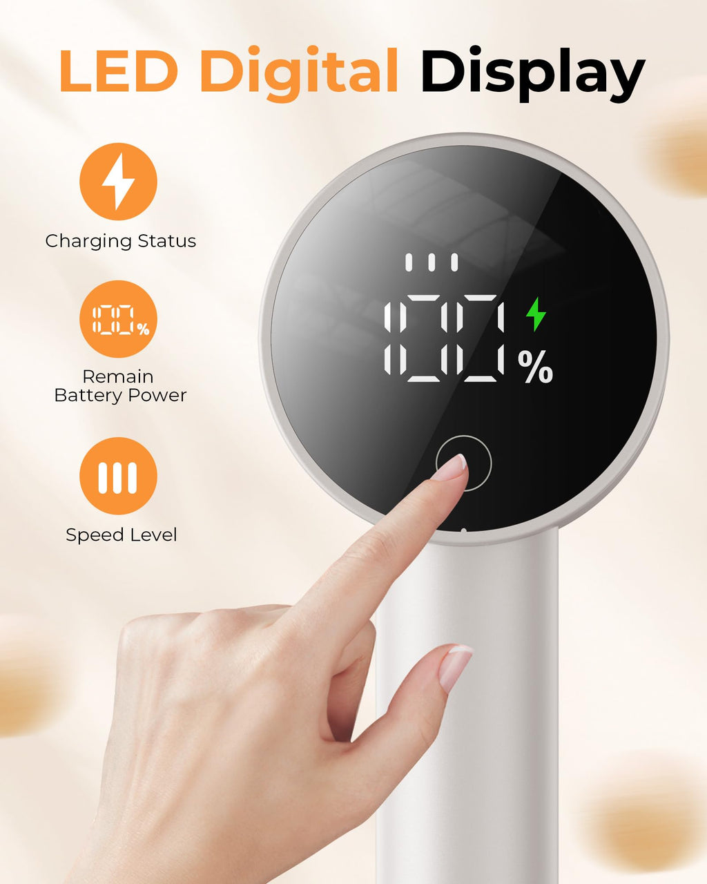 Fabric Shaver, Lint Remover Rechargeable, Electric Portable Sweater Defuzzer with 3 Speeds, 6 Leaf Blades, Digital LED Display to Remove Pilling for Clothes, Furniture, Sweater, Couch, Blanket