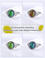 ADRAMATA 925 Sterling Silver Mood Ring for Women Color Change Mood Rings