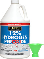 HARRIS 12% Concentrated Hydrogen Peroxide, 128oz, for Kitchen, Bath, Laundry, Home and Garden with Easy Fill Funnel