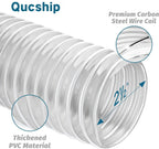 Qucship 2-1/2" x 10' Heavy-Duty PVC Dust Collection Hose, Puncture-Resistant, Flexible Clear PVC Fume Hose with Carbon Steel Wire Coil for Dust Collection Systems