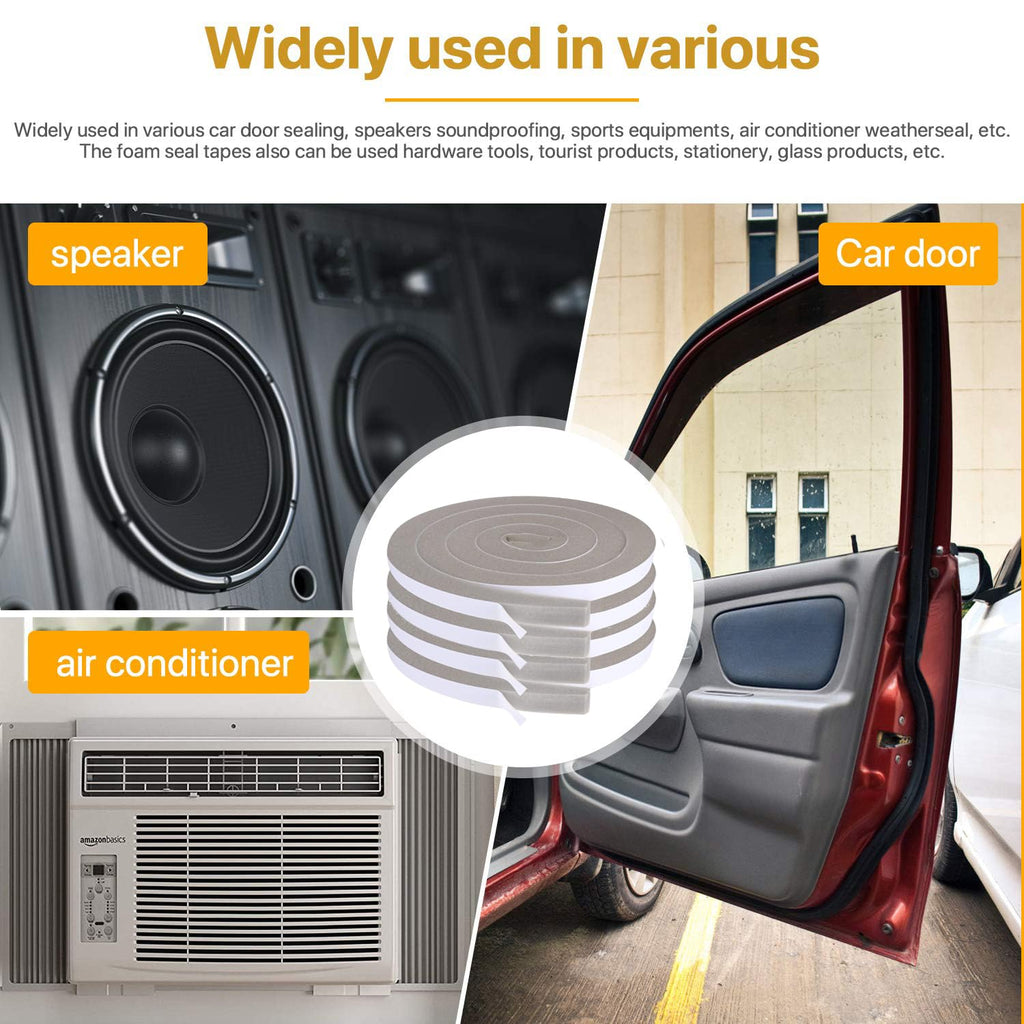 Futuwi Weather Stripping Door Seal 1 Inch W X 1 Inch T, Open Cell Foam Insulation Air Conditioner Window Seal, Total Length 26 Feet (6.5ft x 4 Rolls)