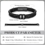 Aiemghsde Personalized Custom Name Bracelets for Men - Mens Leather Bracelet with 2-6 Family Names,Customized Bracelet Father's Day Dad Gifts for Husband Son (2 Names)