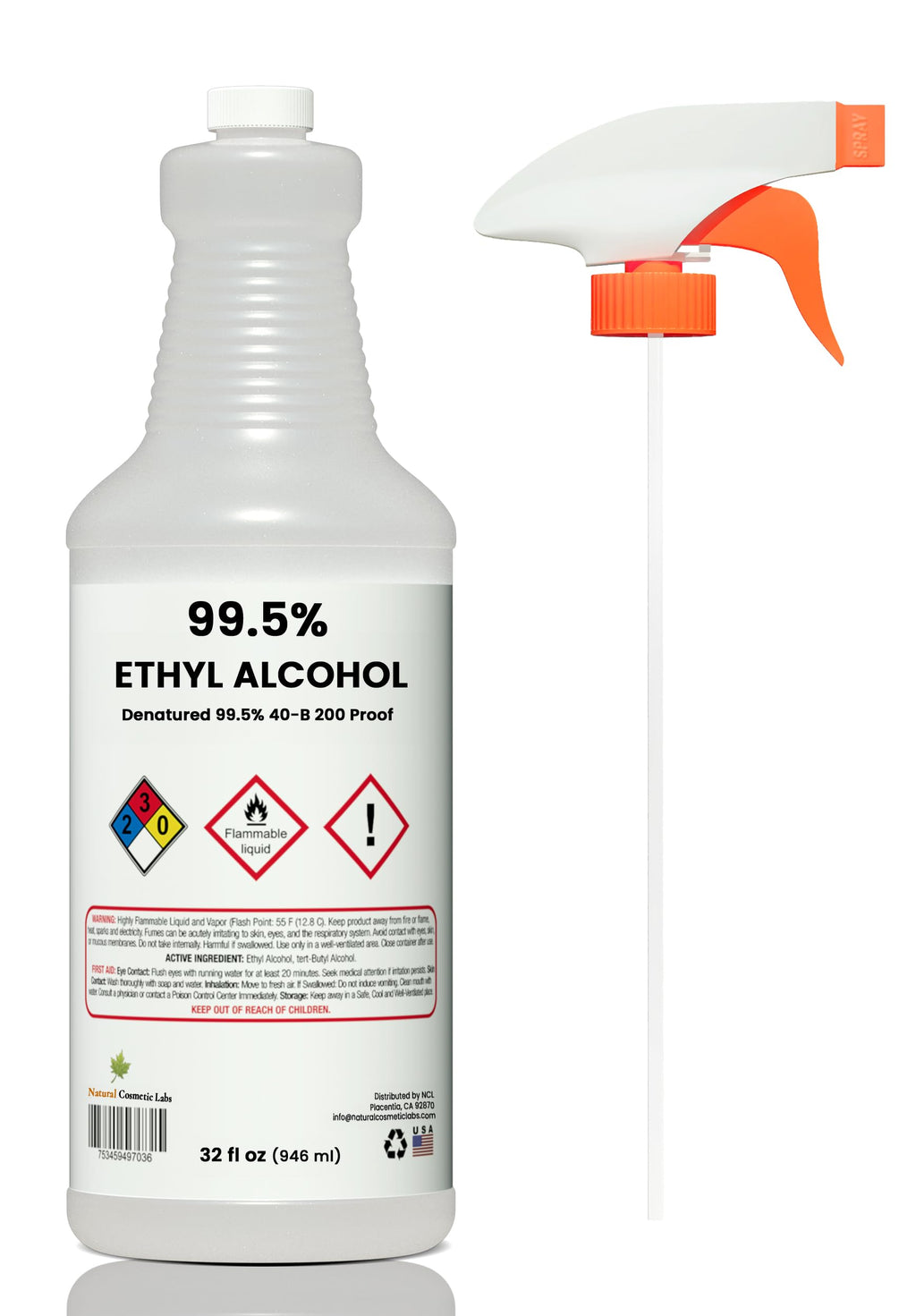 Natural Cosmetic Labs Ethyl Alcohol 99.5% Denatured 40-B 200 Proof Alcohol