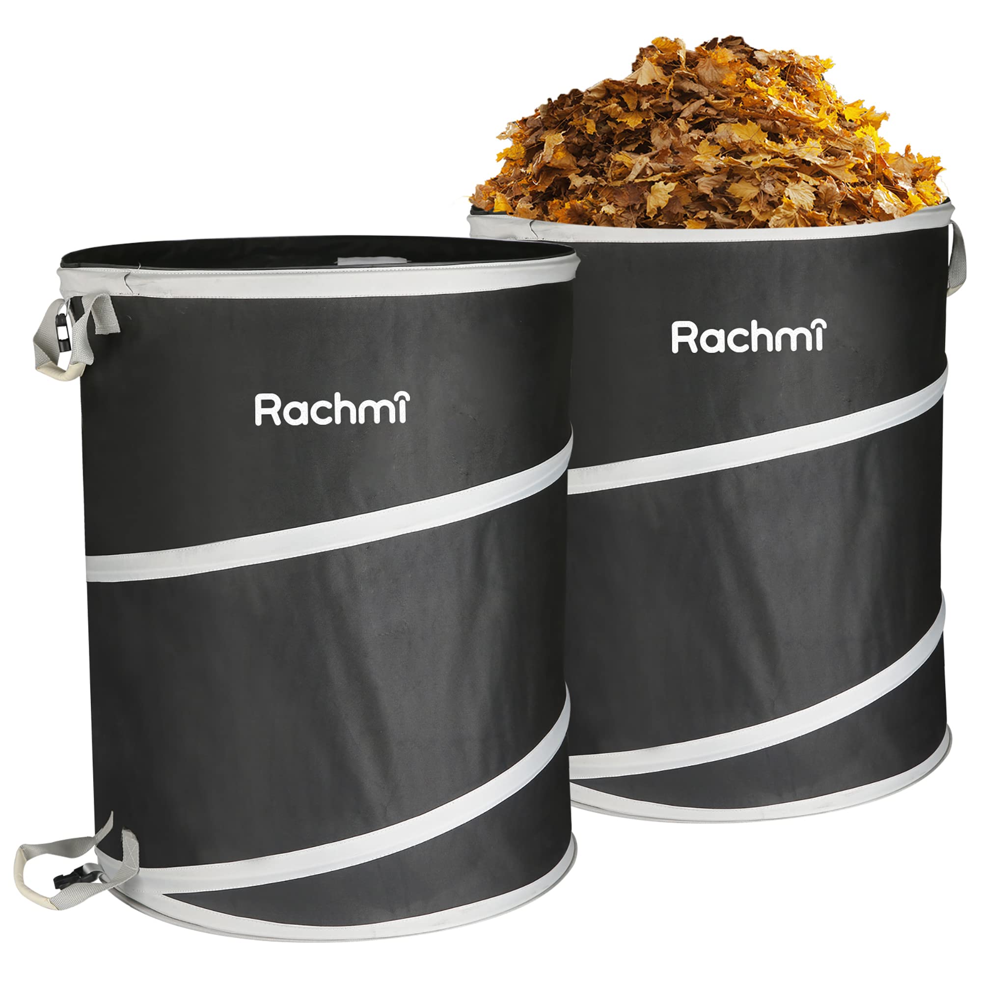 Rachmi 40 Gallon Collapsible Pop-Up Trash Can 2-Pack 22"x26.4", Black
