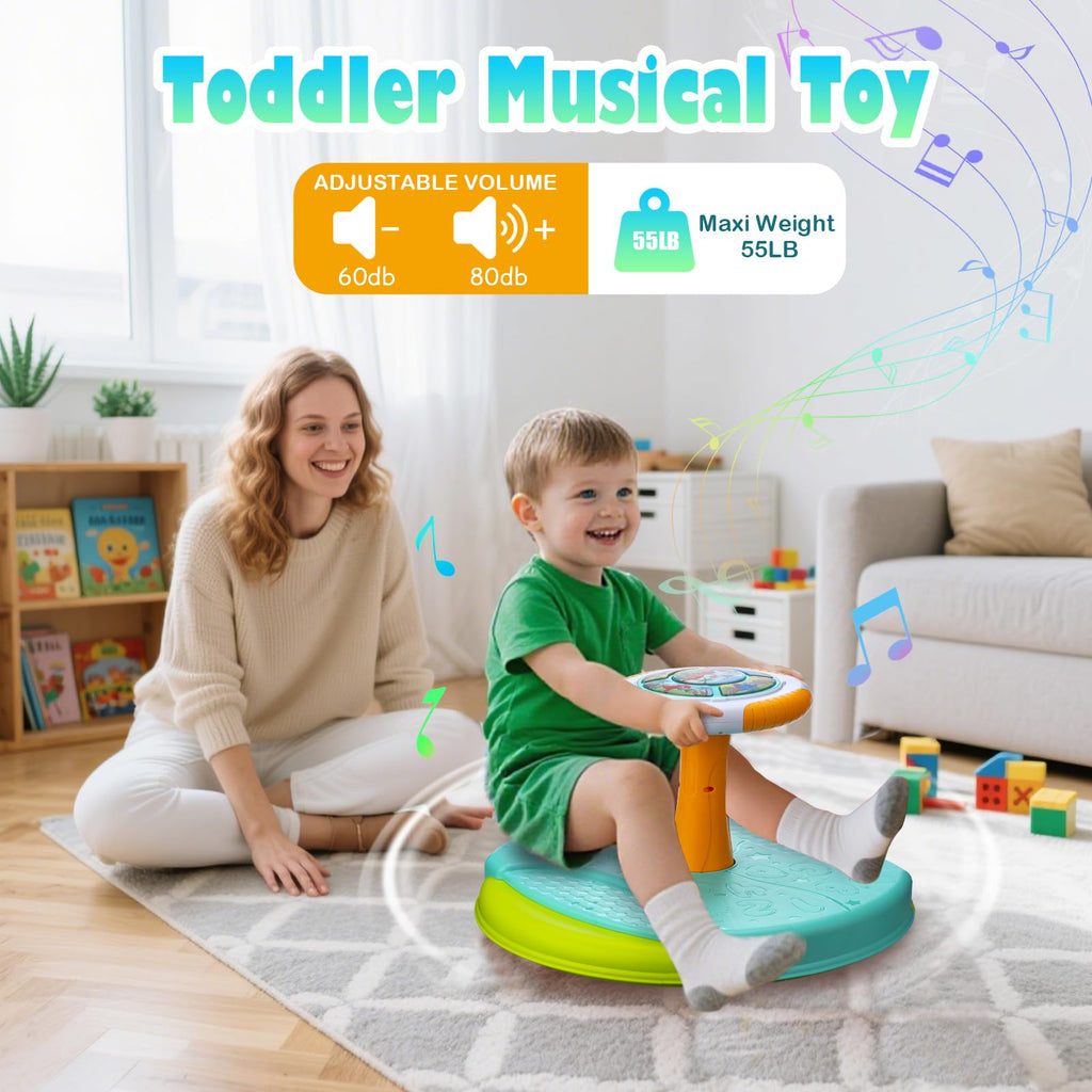 VROGTIK Dinosaur Sit and Spin Toys for Toddlers 2-3, 360° Toddler Spinning Seat with LED Lights and Music Christmas Birthday Gift for 2 3 Years Old Boys Sensory Toys Toddler Activities