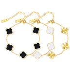 WSupikio 3PC Clover Bracelets Set 18k Gold Plated Lucky Clover Bracelet Women Adjustable Link Bracelets Cute Gold Jewelry (Gold)