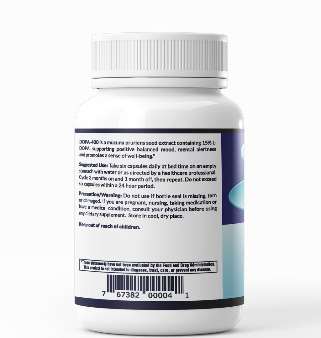 AFI Dopa 400 | Mucuna Pruriens Extract | 15% L-DOPA | Dopamine Boosting Supplement | Supports Healthy Mood, Increases Motivation & Focus | Vegan, Non-GMO, Gluten Free | Made in USA - 250 Capsules