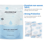 Absorbking Silica Gel Packets, 50 Gram 50 Packs Food Safe Moisture Absorbers, Desiccant Packs for Storage, Reusable Desiccant for Foods, Storage Bins, 3D Filaments, Electronics, Safes
