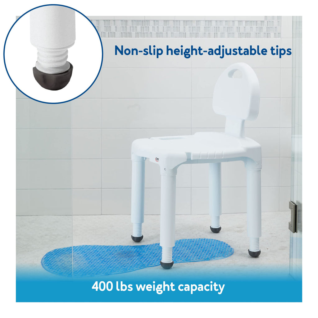 Carex Bath Seat And Shower Chair with Backrest for Seniors, Bath Chair For Elderly, Disabled, Handicap, and Injured Persons, Supports Up To 400lbs, Shower Seat For Inside Shower, Made in USA