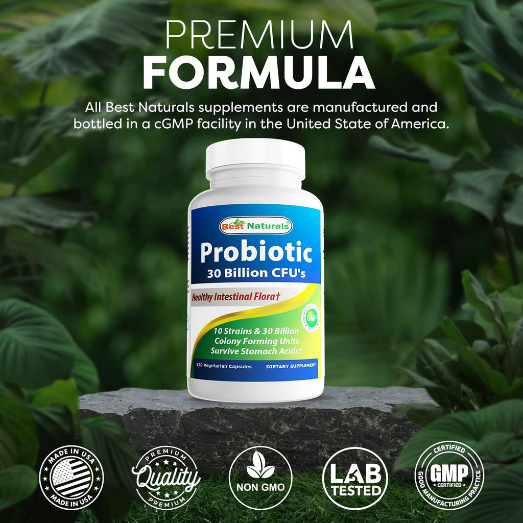 Best Naturals Probiotic 10 Strains 30 Billion Shelf Stable 120 Veggie Caps (120 Count (Pack of 2))