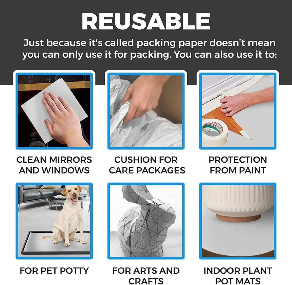 100 Sheets Packing Paper for Moving, Newsprint Paper for Packing Wrapping, Wrapping Paper for Packaging Glasses Dishes - Must Have Packing Supplies for Moving Box Filler(12 * 24in)