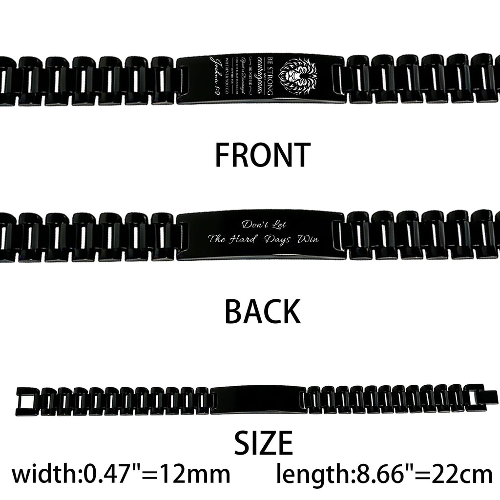 Bible Verse Bracelets Inspirational Christian Wristbands Personalized Jewelry Graduation Gifts for Son Men DAD Father Husband Boyfriend Adjustable Stainless Steel Bracelet (JOSHUA 1:9(DON'T LET THE HARDDAYS WIN))