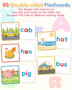 Gojmzo Wooden CVC Word Spelling Games, Preschool Kindergarten Learning Activities, Montessori Educational Toys Gifts for 3 4 5 6 Year Old Kids, Sight Words Flash Cards Reading Letters for Toddlers