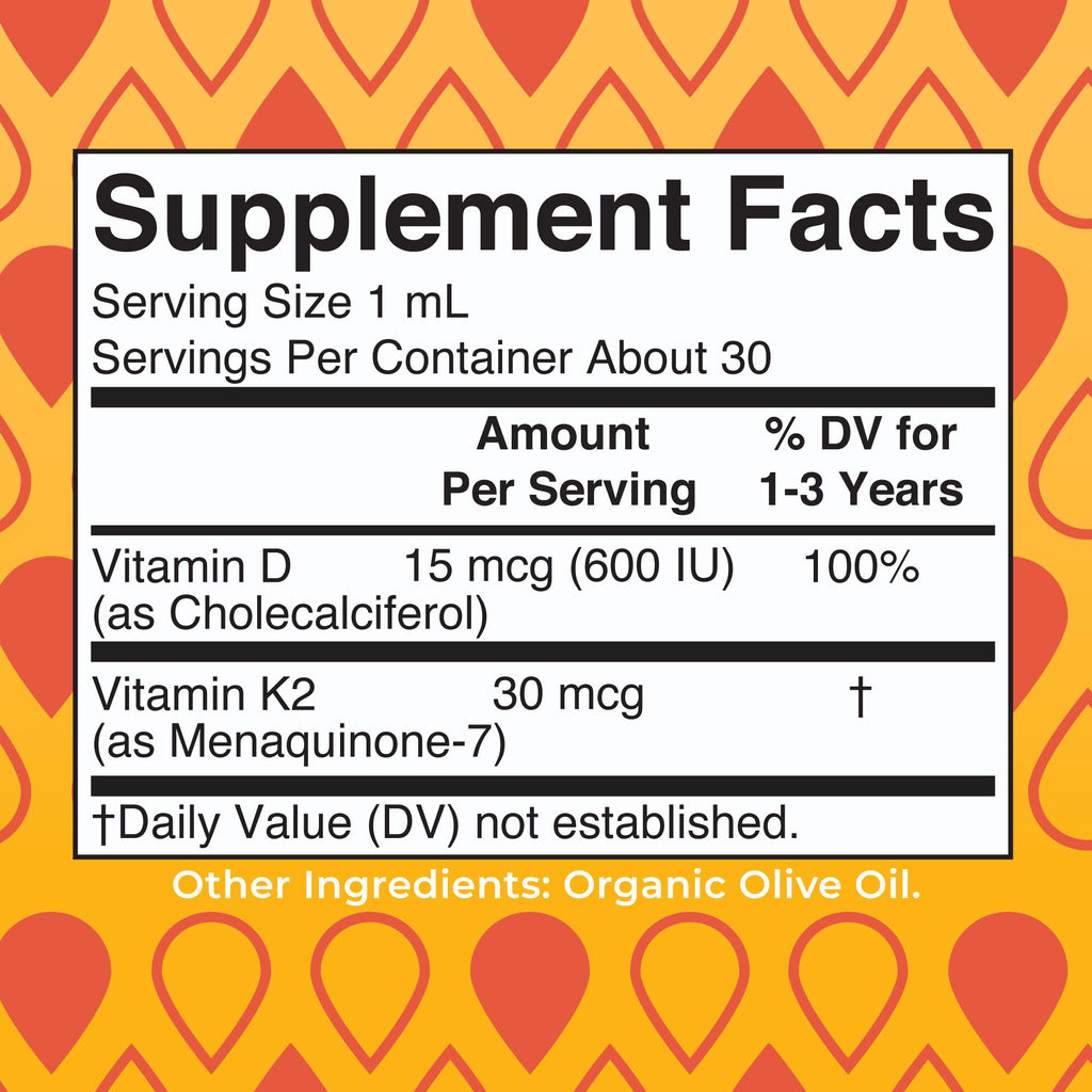MaryRuth Organics Vitamin D3 | Vitamin K2 | Vitamin D3 K2 Drops | K2 D3 Vitamin Liquid Supplement for Toddlers | Kids Supplement for Calcium Absorption Strong Bones | Vegan | Gluten Free | 1 Fl Oz
