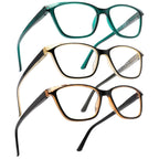 STARTONYOU Reading Glasses for Women, 3-Pack Blue Light Computer Eyeglasses, Cat-Eye Fashion Full Frame with Spring Hinge Ladies Readers +1.5diopter