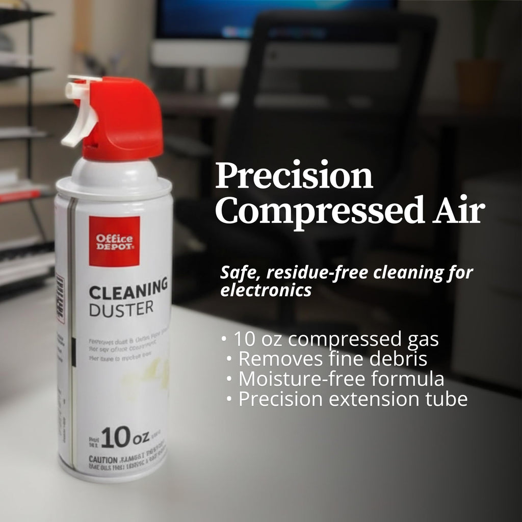 Office Depot Cleaning Duster, 10 Oz Compressed Canned Air for Electronics, Keyboard Cleaner for Computer, Laptop, PC, Printer, Office Equipment, Moisture-Free, Pack of 6