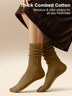 HAVE A TREE Women's Slouchy Crew Socks Cushioned Scrunch Boot Sock 6Mix