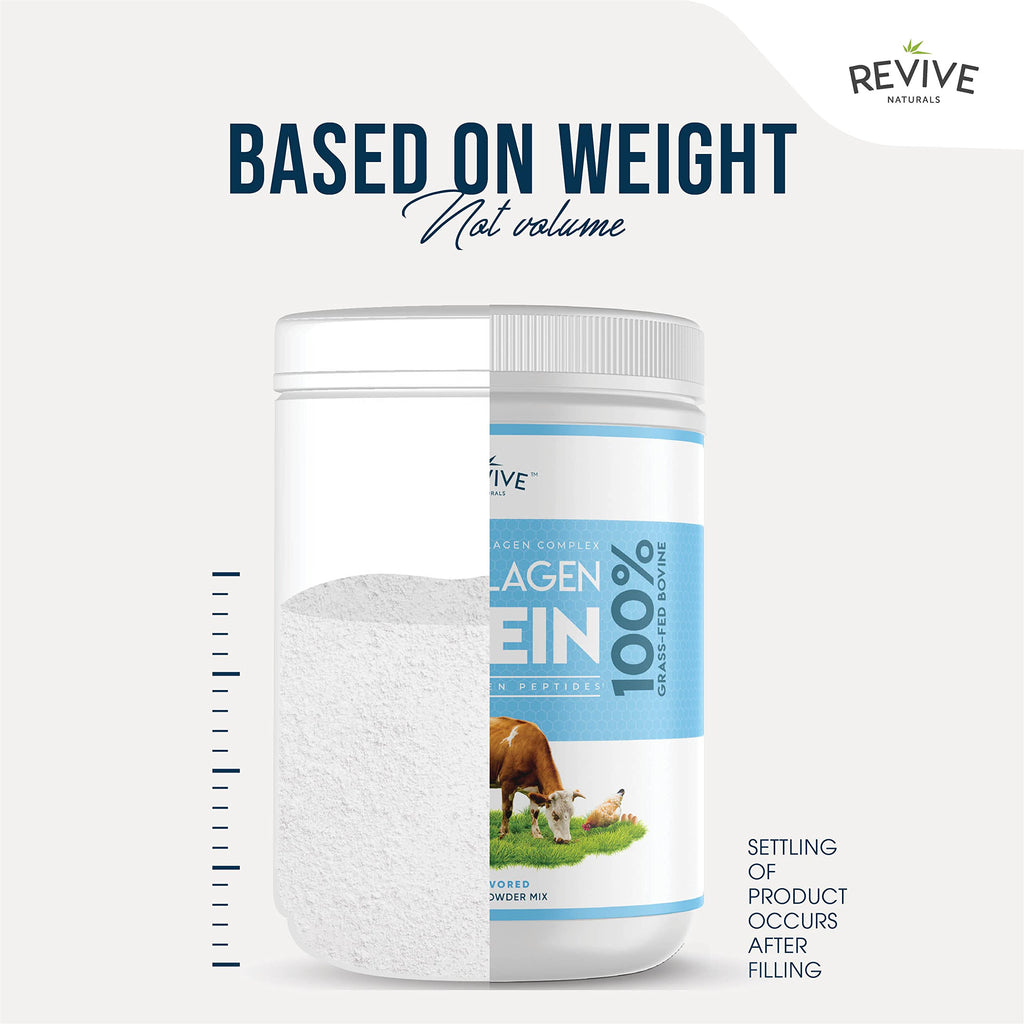 Revive Naturals Multi Collagen Hydrolyzed Protein Powder (16oz) - Types I, II, III, V & X - Grass Fed Bovine, Wild Caught Marine, Free Roaming Chicken & Eggshell Collagen Peptides,