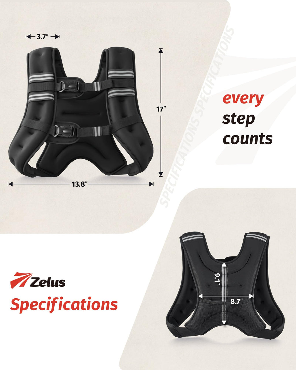 ZELUS Weighted Vest, 10 kg/20 kg, with Adjustable Weight, Weight Vest with Removable 1-kg Weights for Bodybuilding Training
