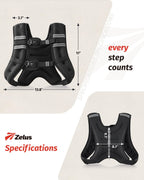 ZELUS Weighted Vest, 10 kg/20 kg, with Adjustable Weight, Weight Vest with Removable 1-kg Weights for Bodybuilding Training